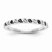14k White Gold Black and White Diamond Ring