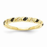 14k Yellow Gold Black and White Diamond Ring