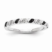 14k White Gold Black and White Diamond Ring