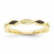 14k Yellow Gold Black and White Diamond Ring