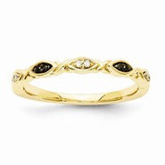 14k Yellow Gold Black and White Diamond Ring