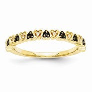 14k Yellow Gold Black and White Diamond Ring