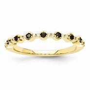 14k Yellow Gold Black and White Diamond Ring