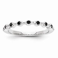 14k White Gold Black and White Diamond Ring