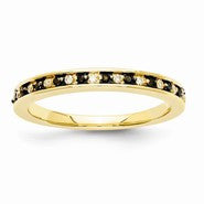 14k Yellow Gold Black and White Diamond Ring