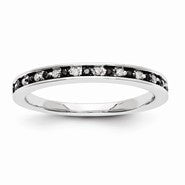 14k White Gold Black and White Diamond Ring