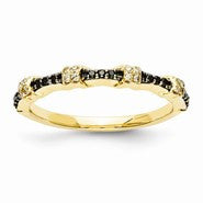 14k Yellow Gold Black and White Diamond Ring