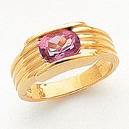 14k Yellow Gold Pink Topaz 8x6 Oval Ring