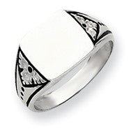 14k White Gold Antiqued Signet Ring