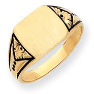 14k Yellow Gold Antiqued Signet Ring
