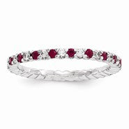 14k White Gold Diamond & Ruby Ring