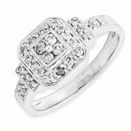 14k White Gold Square Design Diamond Ring
