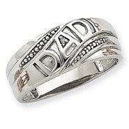 14k White Gold Diamond Men's Dad Ring