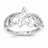 14k White Gold Diamond Star Ring