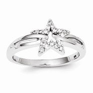 14k White Gold Diamond Star Ring