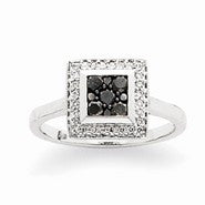 14k White Gold Black Diamond Ring