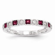 14k White Gold Diamond & Ruby Ring