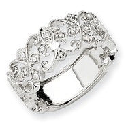 14k White Gold Diamond Fleur-de-Lis Ring