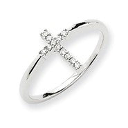 14k White Gold Diamond Cross Ring