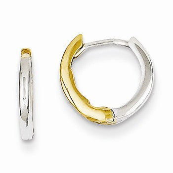 14k Two-tone Mini 1.35mm Hinged Hoop Earrings