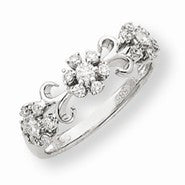 14k White Gold Diamond Flower Wedding Band
