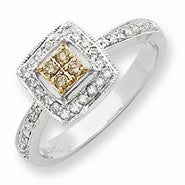 14k and Rhodium Diamond Ring