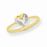 14k Yellow Gold & Rhodium Marquise Diamond Heart Ring