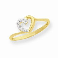 14k Yellow Gold & Rhodium Marquise Diamond Heart Ring
