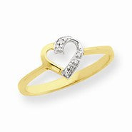 14k Yellow Gold & Rhodium Marquise Diamond Heart Ring