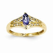 14k Yellow Gold Tanzanite & Diamond Ring