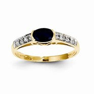 14k Yellow Gold Sapphire & Diamond Ring