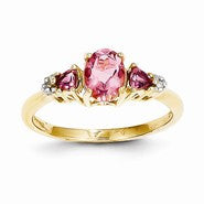 14k Yellow Gold Pink Tourmaline & Diamond Ring