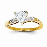 14k Yellow Gold Aquamarine & Diamond Ring
