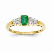 14k Yellow Gold Emerald & Diamond Ring