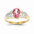 14k Yellow Gold Pink Tourmaline & Diamond Ring