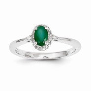 14k White Gold Emerald and Diamond Ring