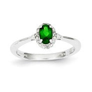 14k White Gold Tsavorite and Diamond Ring