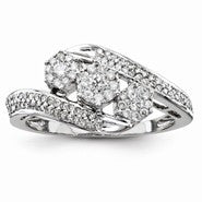 14k White Gold Diamond Three Stone Ring