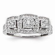 14k White Gold Diamond Three Stone Ring