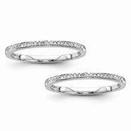 14k Set of 2 White Gold Diamond Wedding Band