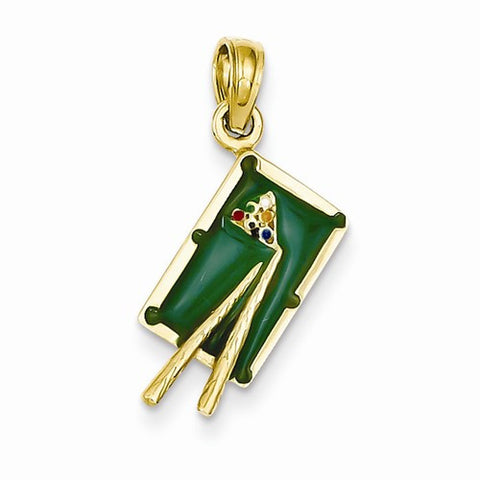 14k Gold Enameled Pool Table Pendant, Pendants for Necklace