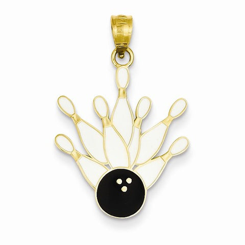 14ky & Enamel 7 Pin & Bowling Ball Pendant, Pendants for Necklace