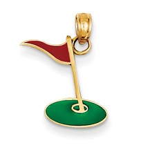 14k Gold Enameled Golf Flag on Green Charm hide-image