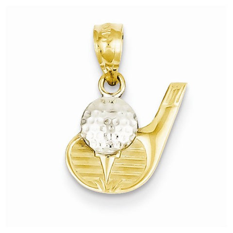 14k Gold and Rhodium Golf pendant, Dazzling Pendants for Necklace