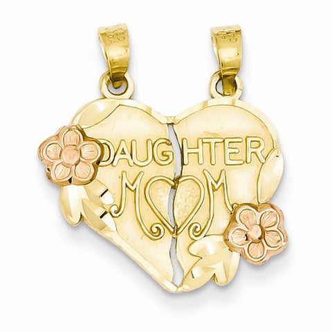 14k Gold Two-tone Break-apart Mother & Daughter Pendant, Pendants for Necklace