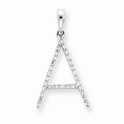 14k White Gold Diamond Initial A Pendant, Pendants for Necklace