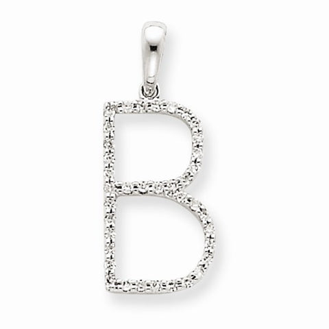 14k White Gold Diamond Initial B Pendant, Pendants for Necklace