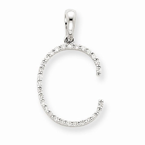 14k White Gold Diamond Initial C Pendant, Pendants for Necklace