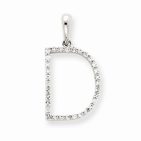 14k White Gold Diamond Initial D Pendant, Pendants for Necklace