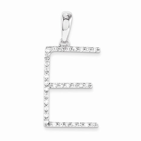 14k White Gold Diamond Initial E Pendant, Pendants for Necklace
